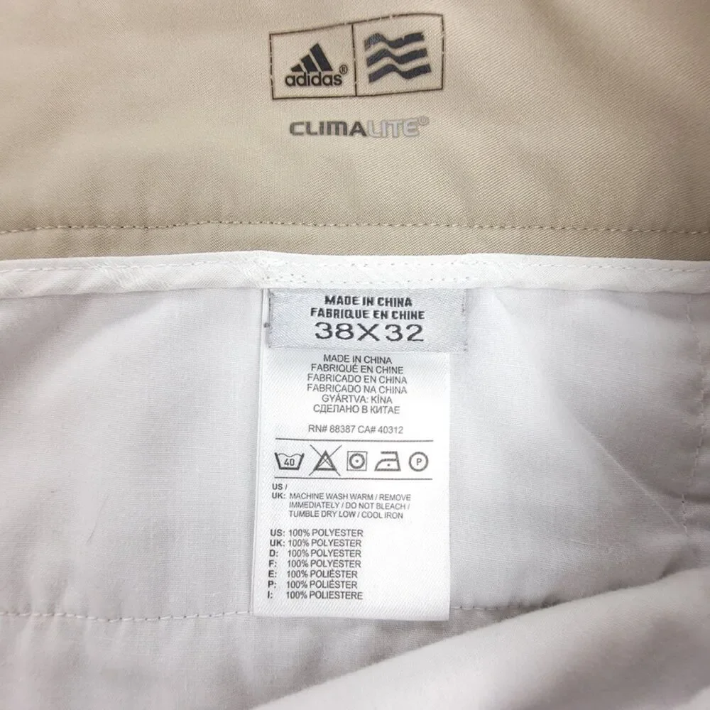 ADIDAS Climalite Classic Straight Tech Performance Golf Pant Mens 38 x 32 Khaki